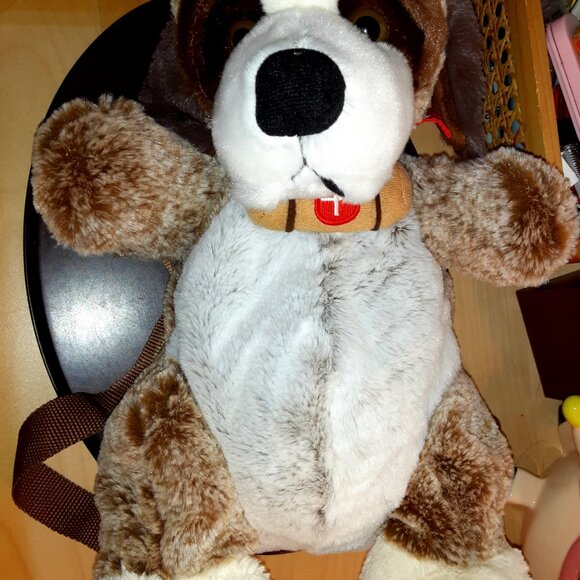 Cute soft body plush Saint Bernard brown dog body backpack Rodadou brand - Picture 2 of 9